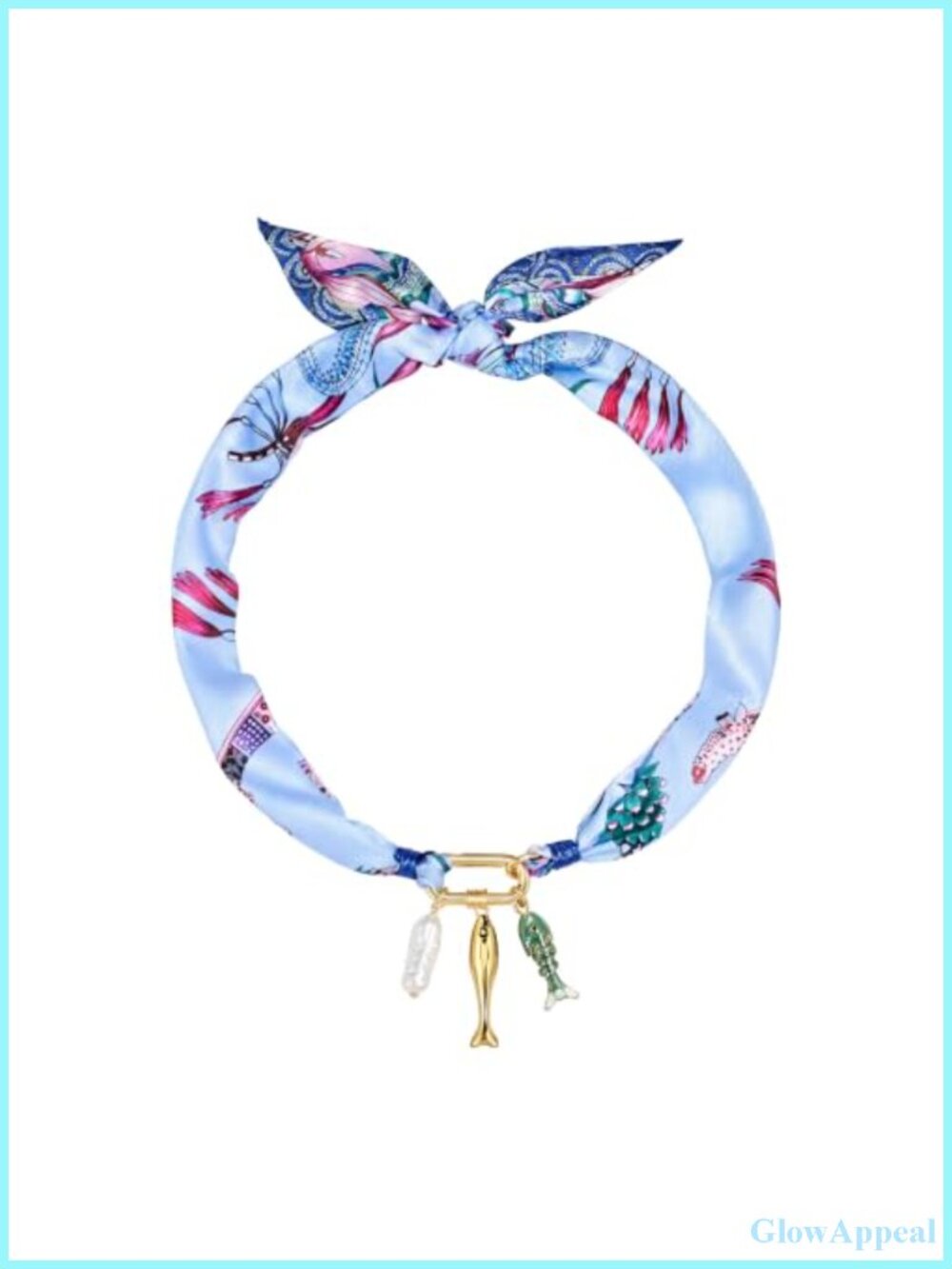 Silk Scarf Necklace Charm Ocean Adjustable Bohemian Gold Plated
